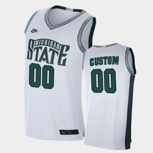 Men's Custom Michigan State Spartans #00 Nike NCAA Retro White Authentic College Stitched Basketball Jersey OO50H66PL